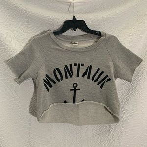 Montauk Anchor Distressed Word Of Mouth Crop Top